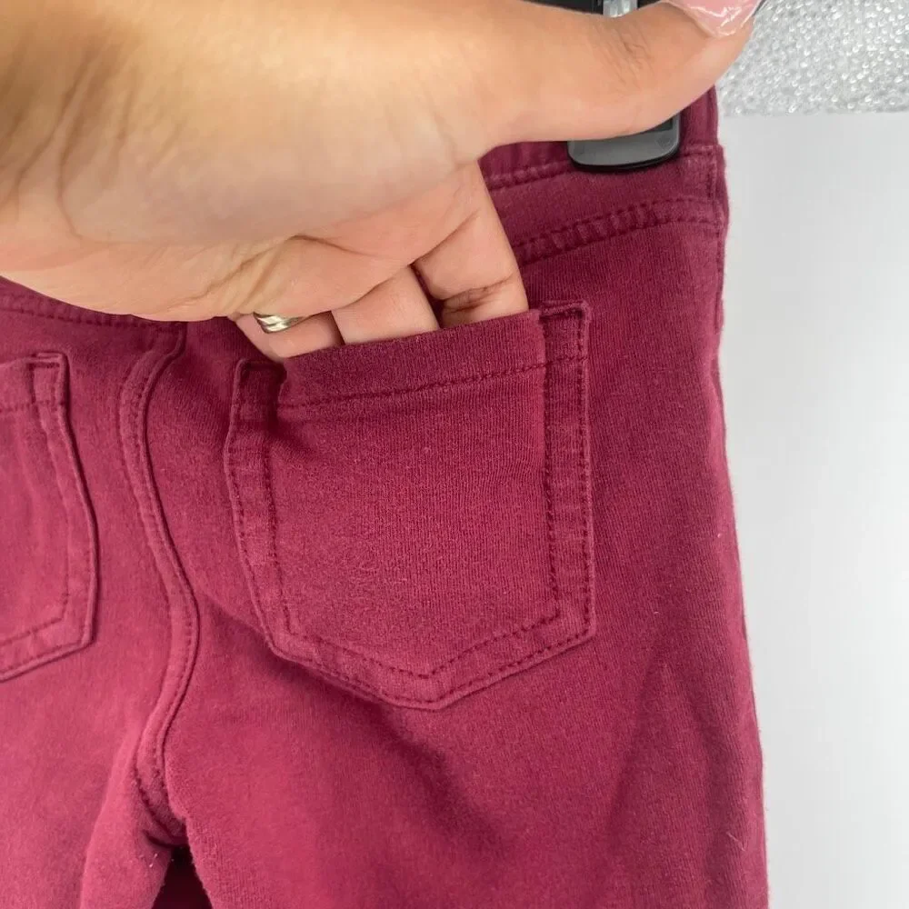 Cat & Jack Girls Burgundy Pull On Jegging Leggings Size 5T Stretch Faux Pockets